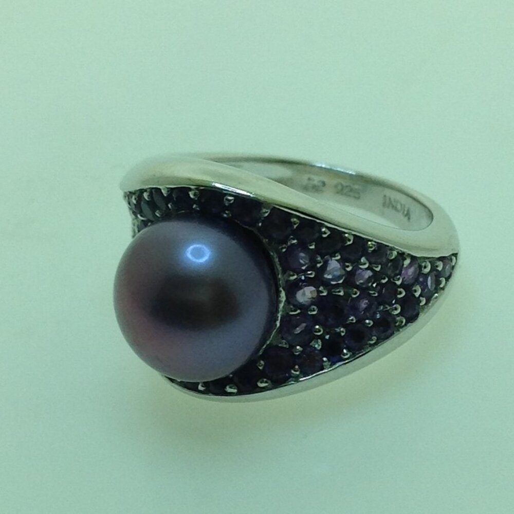 Honora Silver Purple Color Fresh Water Pearl with Amethyst Ring